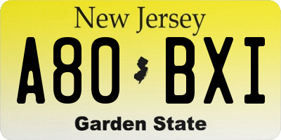 NJ license plate A80BXI