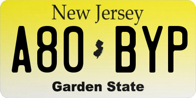 NJ license plate A80BYP