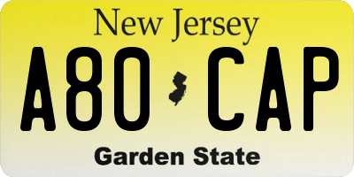 NJ license plate A80CAP
