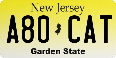 NJ license plate A80CAT