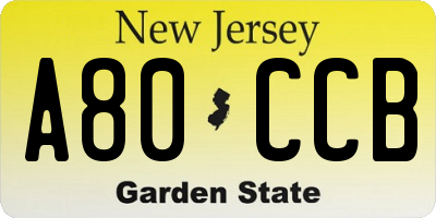 NJ license plate A80CCB