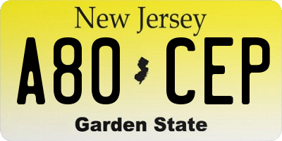 NJ license plate A80CEP