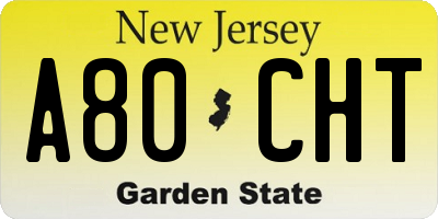 NJ license plate A80CHT