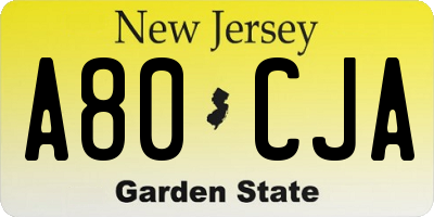 NJ license plate A80CJA