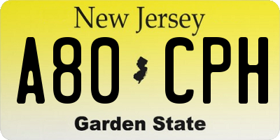 NJ license plate A80CPH