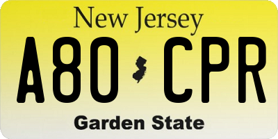 NJ license plate A80CPR