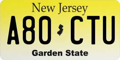 NJ license plate A80CTU