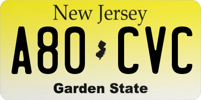 NJ license plate A80CVC