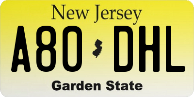 NJ license plate A80DHL