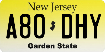 NJ license plate A80DHY