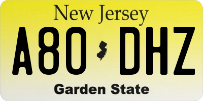 NJ license plate A80DHZ