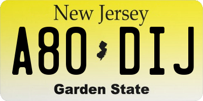 NJ license plate A80DIJ