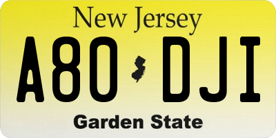 NJ license plate A80DJI