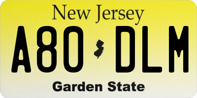 NJ license plate A80DLM