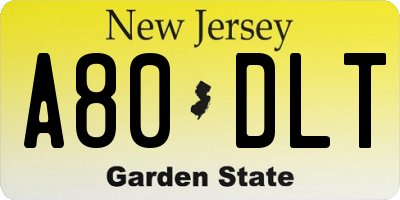 NJ license plate A80DLT