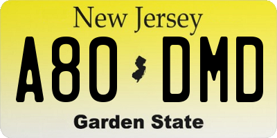 NJ license plate A80DMD