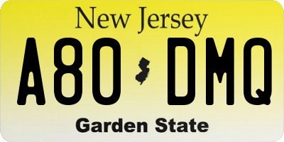 NJ license plate A80DMQ