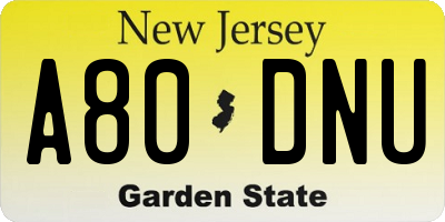 NJ license plate A80DNU