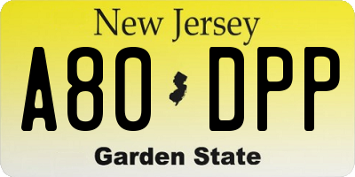NJ license plate A80DPP