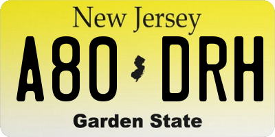 NJ license plate A80DRH