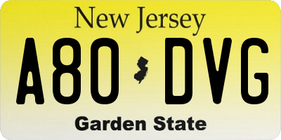 NJ license plate A80DVG