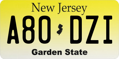 NJ license plate A80DZI
