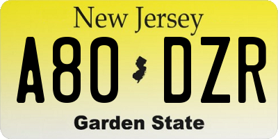 NJ license plate A80DZR