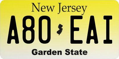 NJ license plate A80EAI