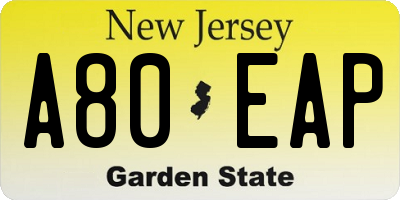NJ license plate A80EAP