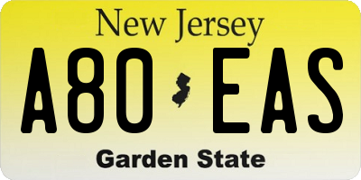 NJ license plate A80EAS