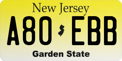NJ license plate A80EBB