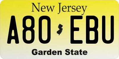 NJ license plate A80EBU