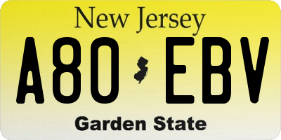 NJ license plate A80EBV