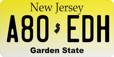 NJ license plate A80EDH