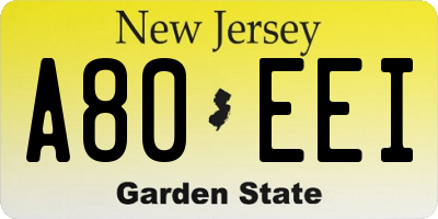 NJ license plate A80EEI