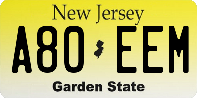 NJ license plate A80EEM