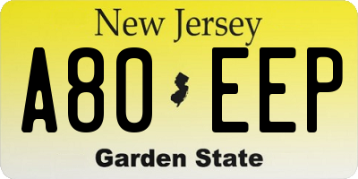NJ license plate A80EEP