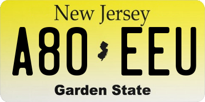NJ license plate A80EEU