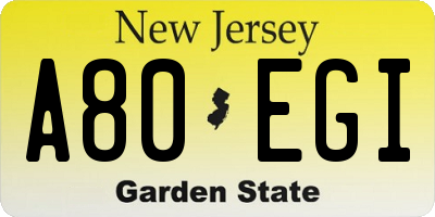 NJ license plate A80EGI