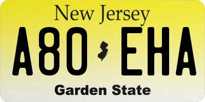 NJ license plate A80EHA