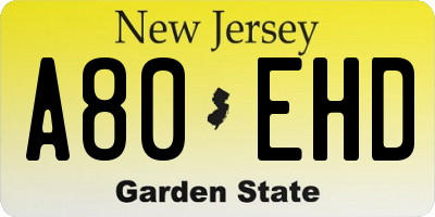 NJ license plate A80EHD