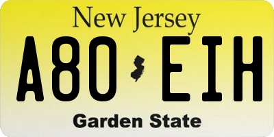 NJ license plate A80EIH