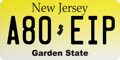 NJ license plate A80EIP