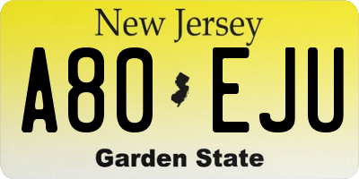 NJ license plate A80EJU
