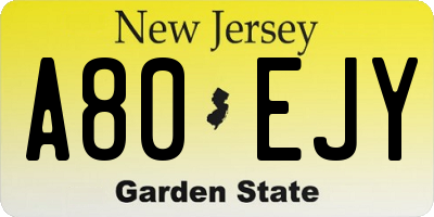 NJ license plate A80EJY