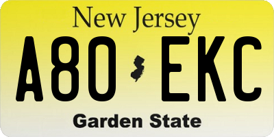NJ license plate A80EKC