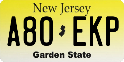 NJ license plate A80EKP