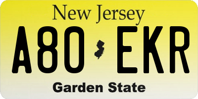 NJ license plate A80EKR