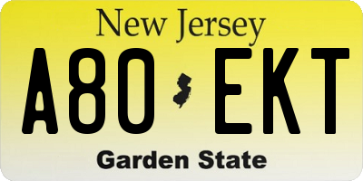 NJ license plate A80EKT