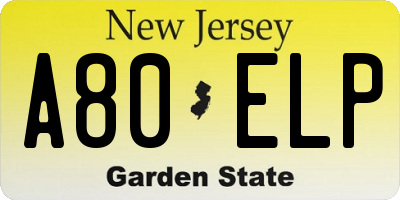 NJ license plate A80ELP